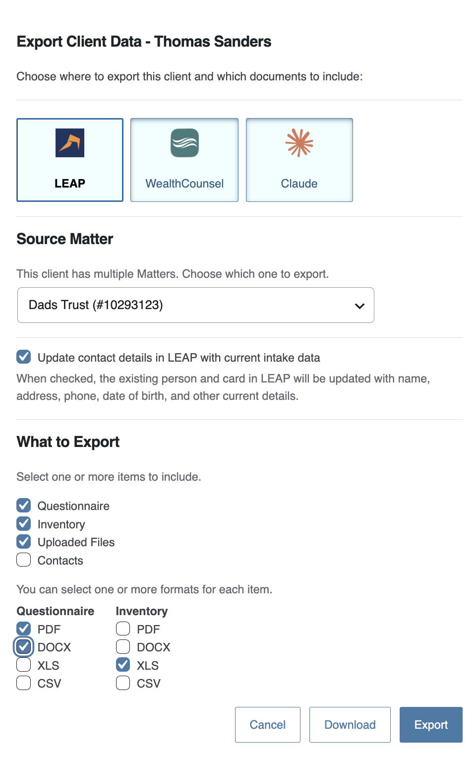 LEAP Exports